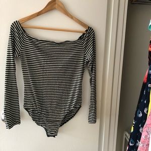Striped off the shoulder bodysuit